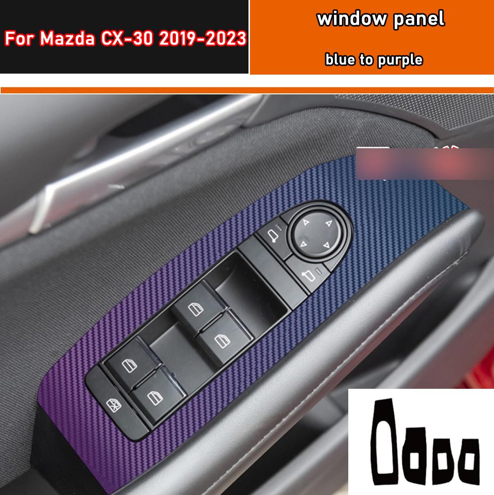Car Interior Sticker Gear Box Protective Film For Mazda CX-30 2019-2025 Car window Panel Sticker Carbon Fiber Black