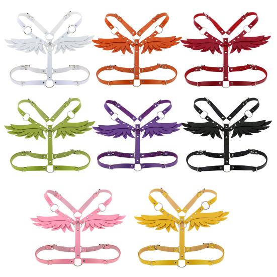 Angel Wing Faux Leather Adjustable Harness Waist Shoulder Bondage Halterneck