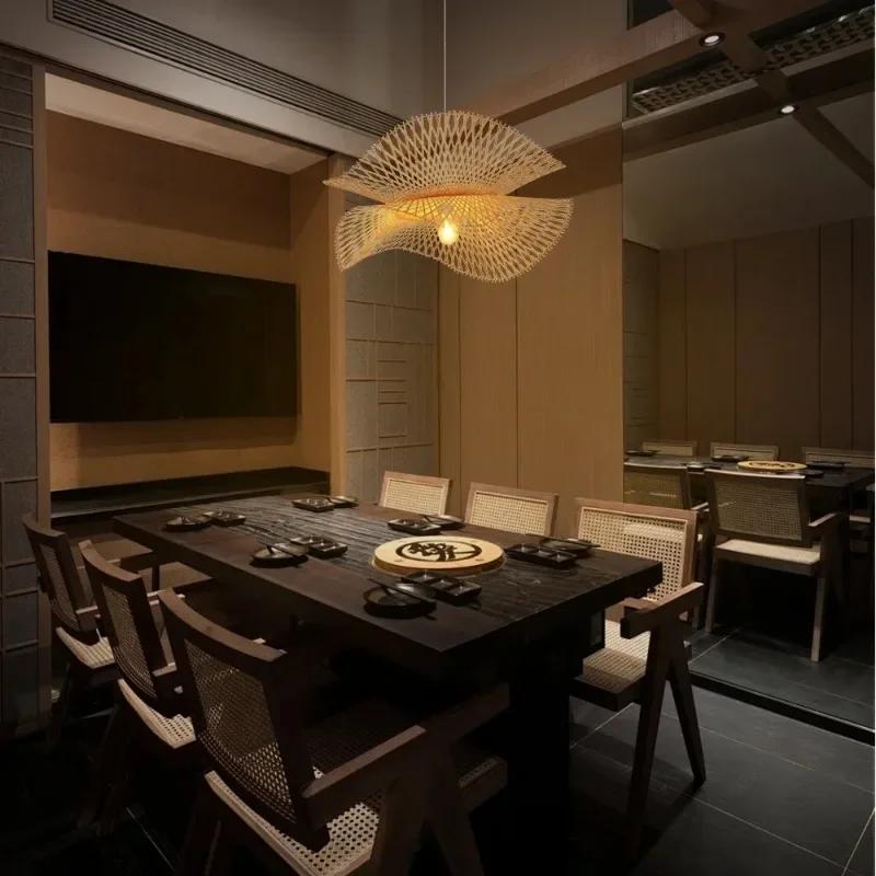 Led Rattan Natural Wicker Pendant Light Fixtures Weaven Hanging Lampshade for Living Room Bedroom Decorative Lighting Handcraft