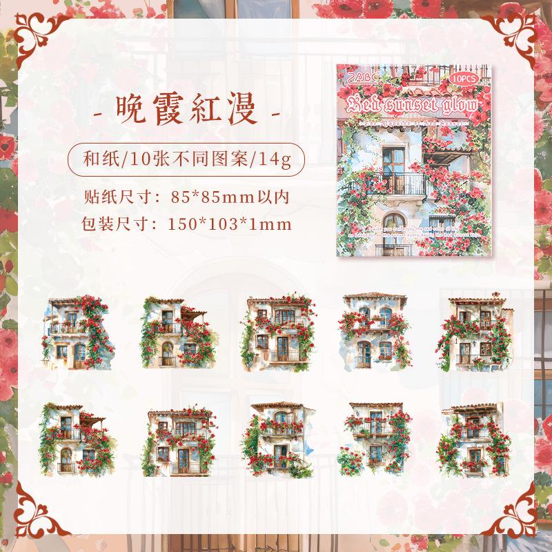 

10 pcs Garden landscaping and paper tent stickers pack PET material creative stickers Scrapbooking Material