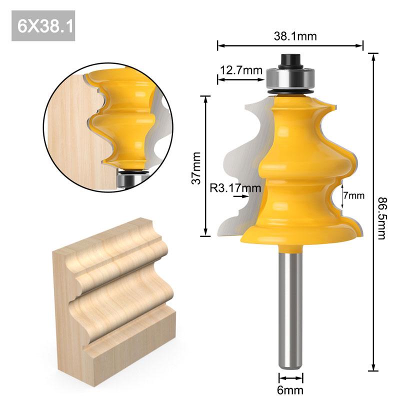 1PC Handrail Architectural Moulding Router Bit Woodworking Milling Cutter for Wood Bit Face Mill Tool - 6mm 1/4 8mm 1/2 12mm Shank
