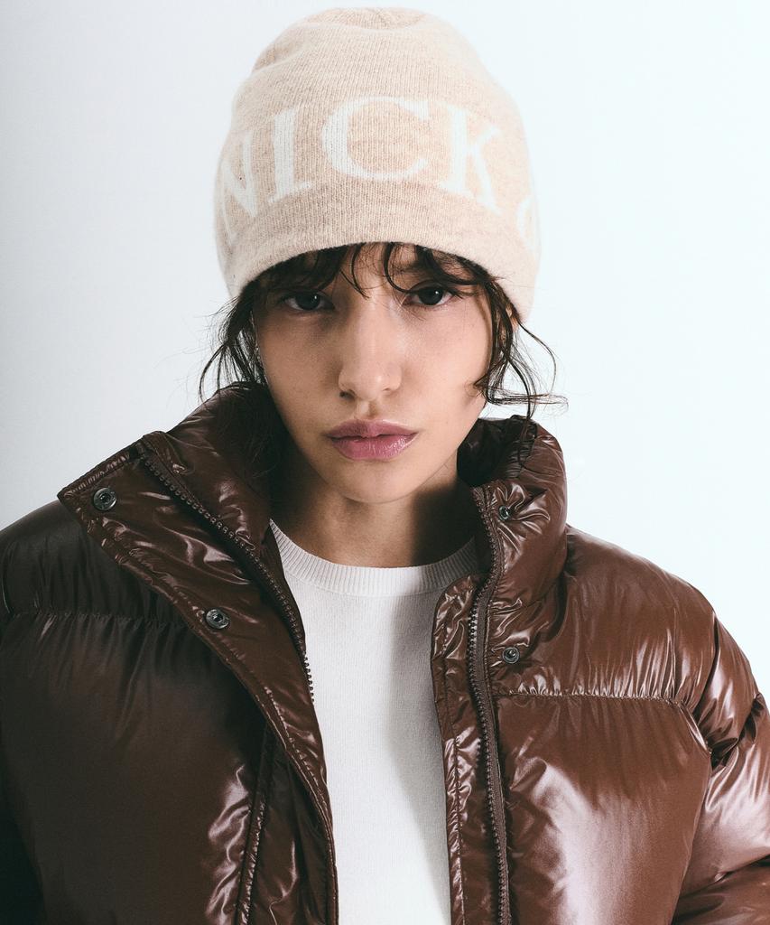 Nigaennikol Cashmere Lettering Jaquard Beanie_Light Beige