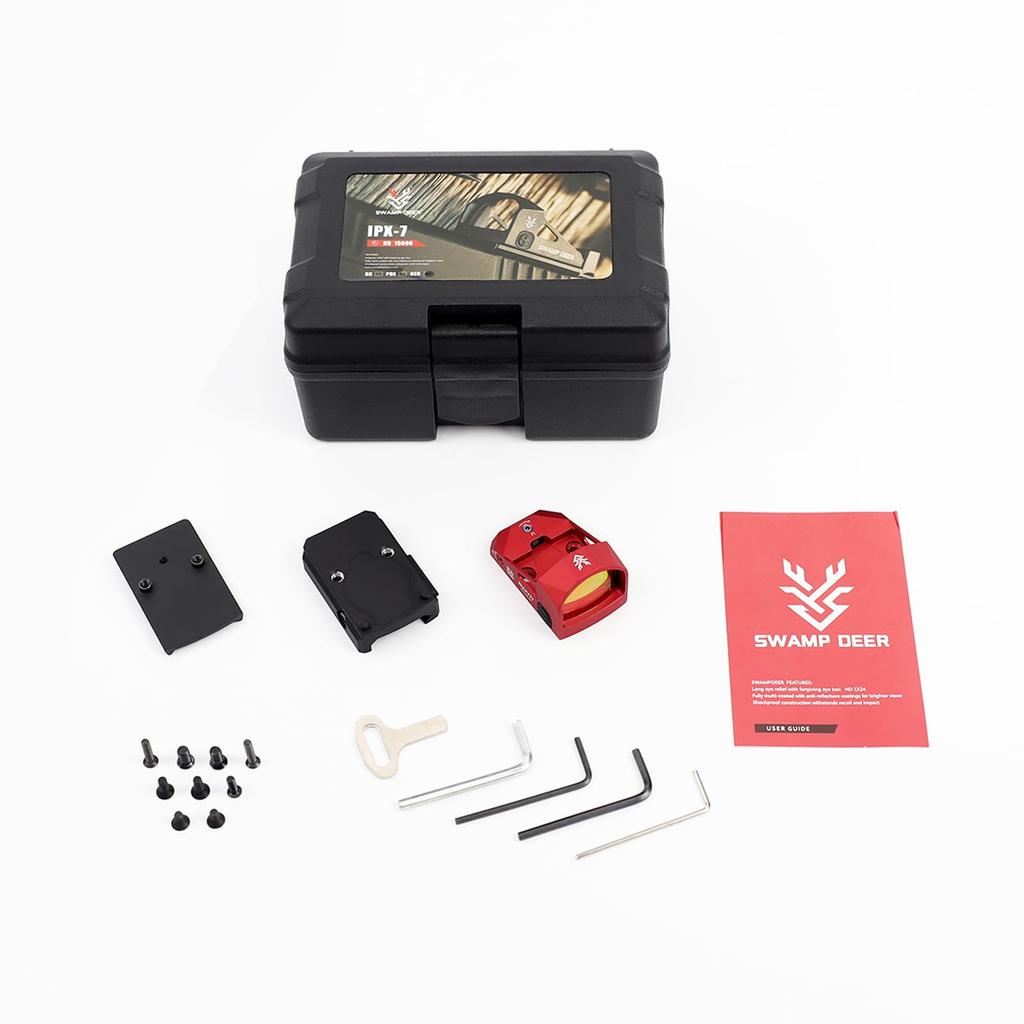 SWAMP DEER OPTICS HD1x24 Mini Red Dot Sight, 1500g Impact Resistant Open Dot Sight, Compatible with 20mm Rails (RD)