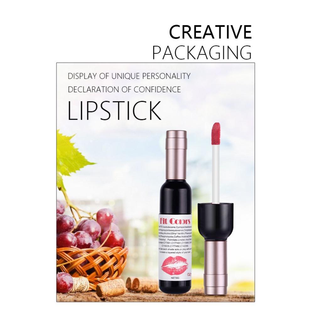 Fit Colors Red Wine Bottle Does Not Stick A Cup Matte Lip Gloss Faint Velvet Is Not Easy To Lose Color Lip Gloss