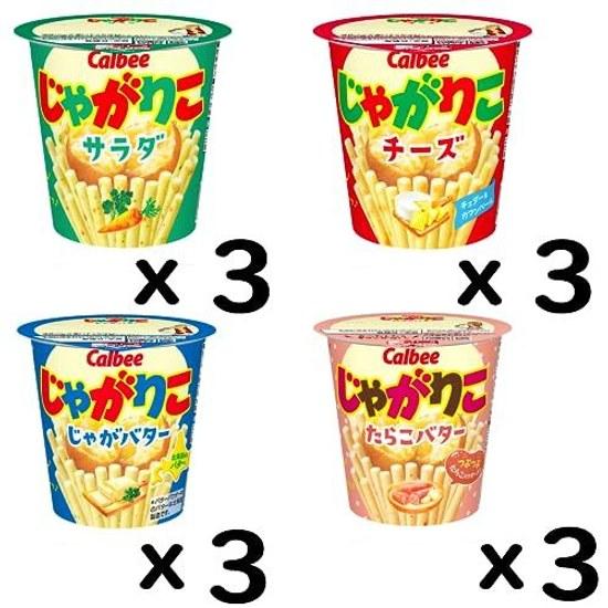 Calbee Jagariko 4 Variety Assortment Total 12 Pieces
