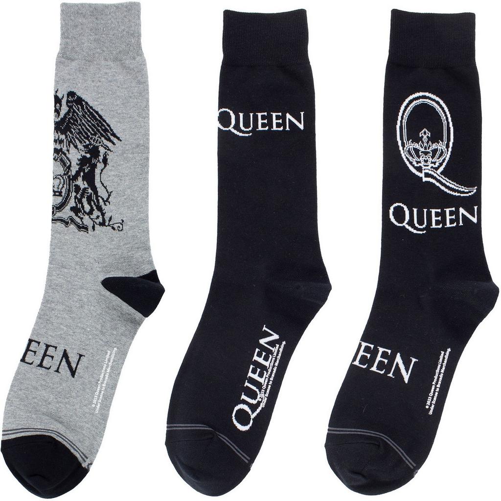 Queen Unisex Adult Logos Crew Socks (Pack of 3)