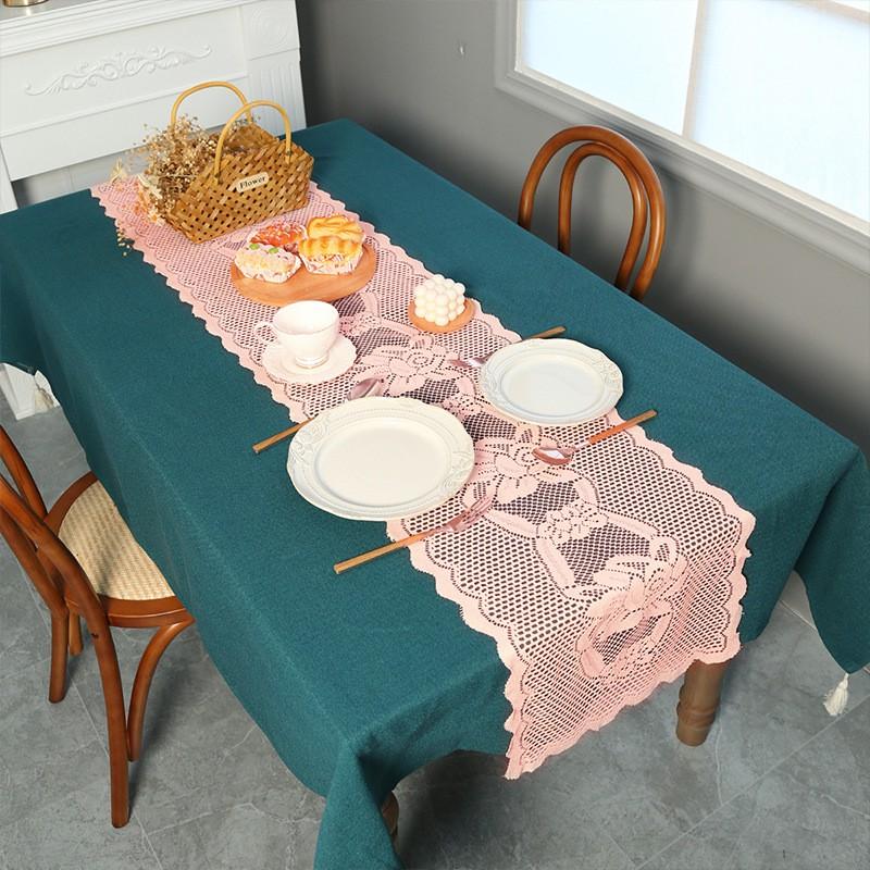 Christmas Table Runner American Country Lace Tablecloth Dining Coffee Decor