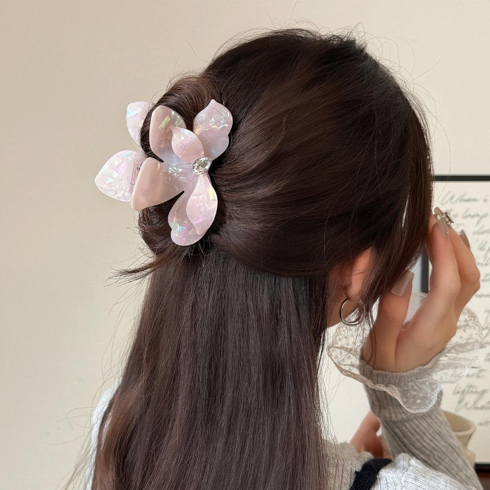 9.5/6cm Acrylic Flower Hair Claw Colorful Rhinestone Floral Hair Crab Clip High Quality Ponytail Hairpin for Women Girl Headwear