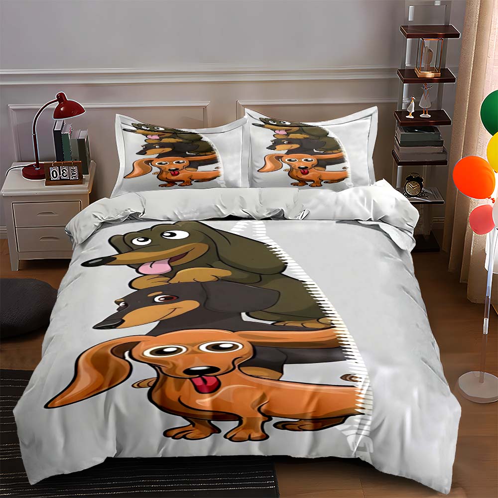

Cartoon dachshund stack Bedding Duvet cover sets Duvet covers Pillowcases gifts (1 * Duvet Cover 2 * Pillowcases, without duvet insert) 135x200cm
