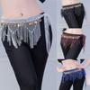 Waist Accent Belly Dance Hip Scarf with Coin Trim and Mesh Fringe for Practice Styling, Stage Routine, and Costume Wear