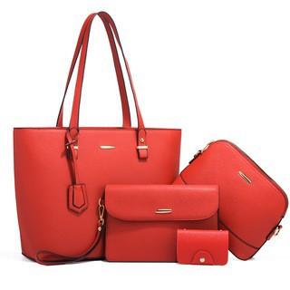 Women's Fashion Handbag Set 4 Pcs Vintage Elegant Tote Shoulder Crossbody Bag Large Capacity Purse