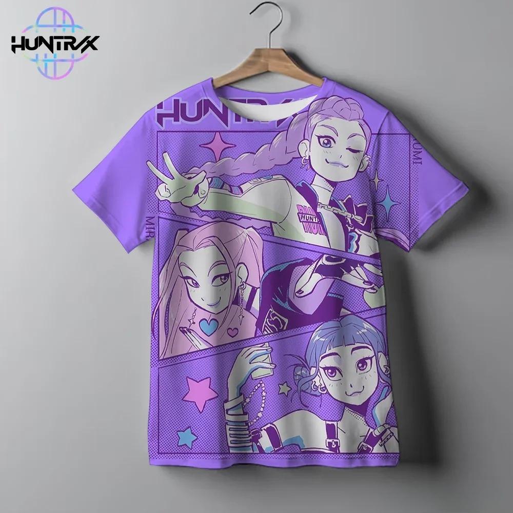 Kpop Demon Hunters Harajuku Anime 3D Print Sports Boy Girl T-shirt Street Fashion Girl Group Hip-hop Children Short-sleeve Top