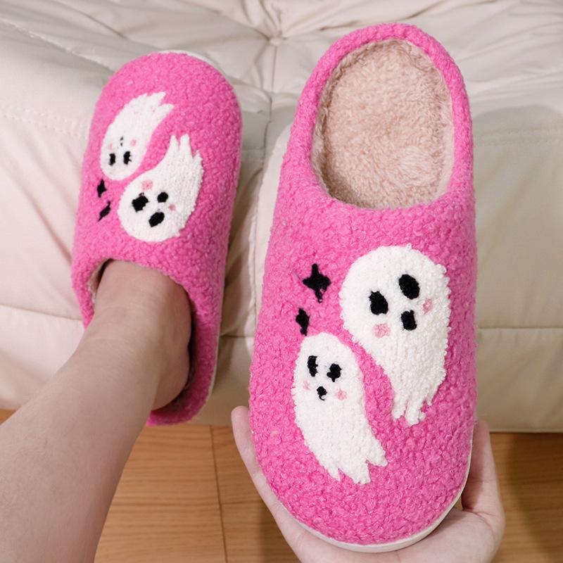 "Damen Plüsch Baumwollpantoffeln - Winter Weihnachten & Halloween Indoor Wärme"