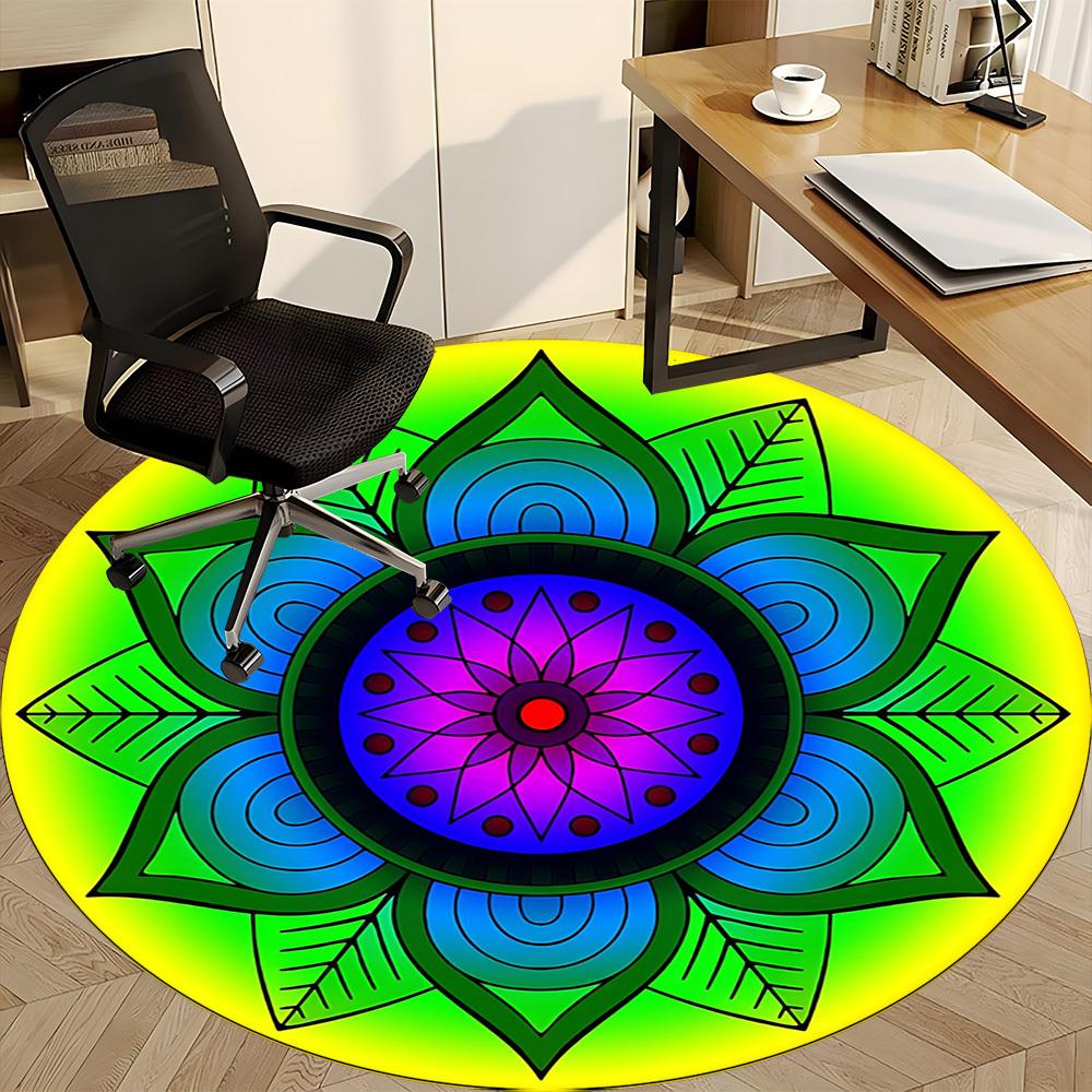 1pc Mandala, Lotus Chair Carpet for Office, Non-slip, Soft and Durable Office Rug, Perfect for Office Yy260127117