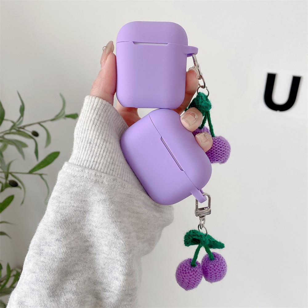 Violet Plush Cherry for AirPods Pro1 Generation Protective Case 1 Generation Pro1 Apple Bluetooth Headset Case
