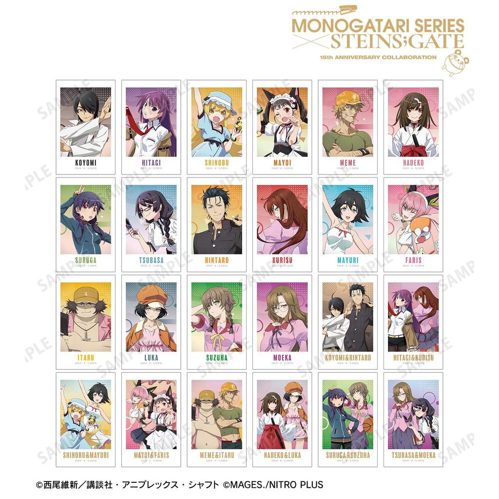 Monogatari Series x STEINS GATE Original Collaboration Illustration Trading Instant Camera Style Illustration Box of 24 Ver. Cards,