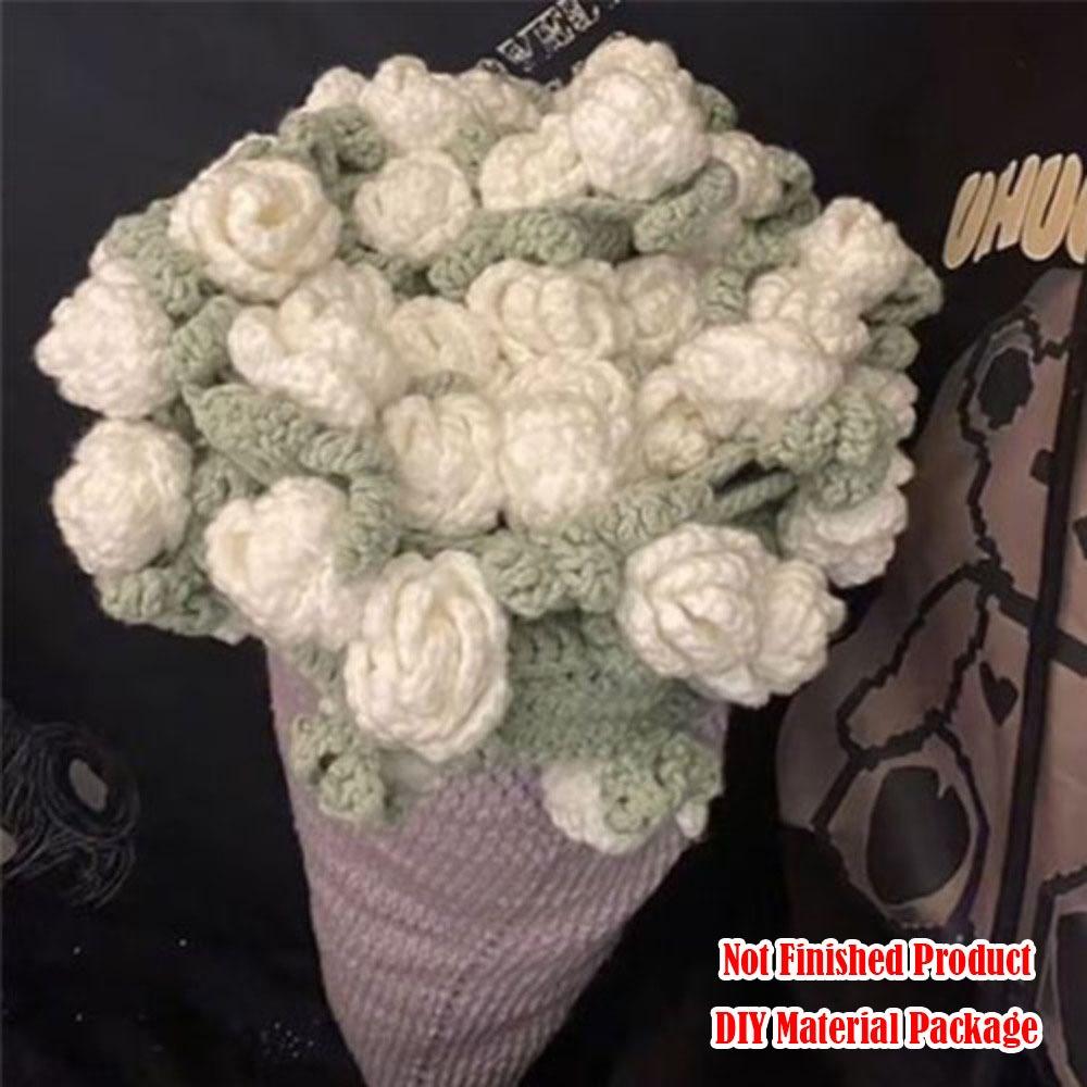 Not Finished Product Rose Bouquet Blankets DIY 110cm Flower Bouquet Blanket Crochet Kit Handmade Crocheted