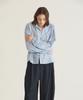 Oteumilkape Check Frill Tie Blouse - Sky Blue