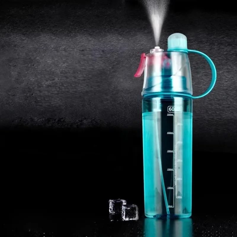 600ML Sports Spray Plastic Water Cup Outdoor Cooling Water Bottle Creative Student Gift Spray Water Cup Handy Cups Drinkware