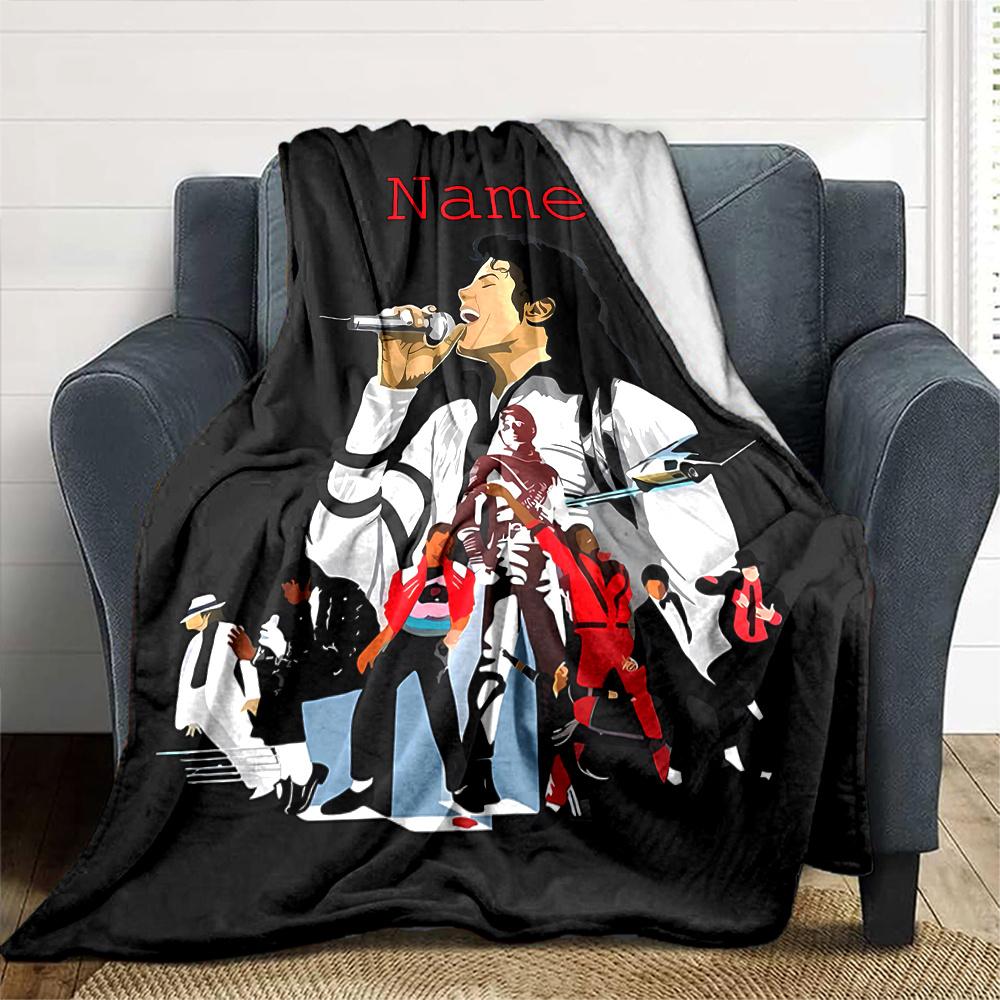 Michael Jackson Thriller Performance Flannel Blanket With Customizable Name Soft And Comfortable Shawl Blanket For All Seasons Suitable For Home