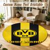 Round Rug Custom NameBorussia Dortmund Pattern Non Slip Carpet Home Floor Decor