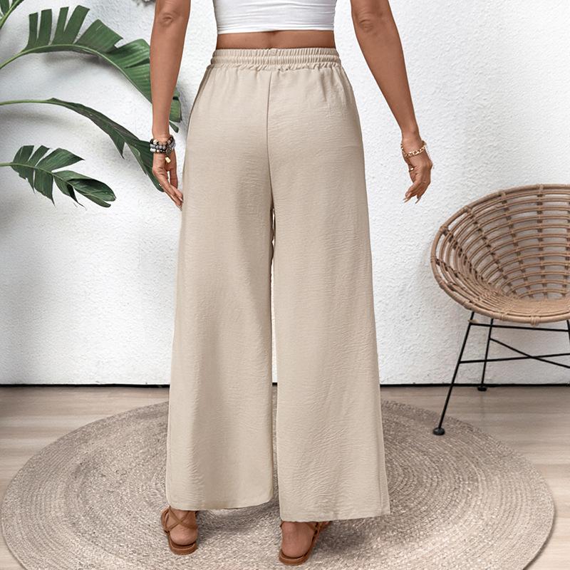 Women's Fashion Casual Solid Color Print High Waist Trousers Pants & Capris