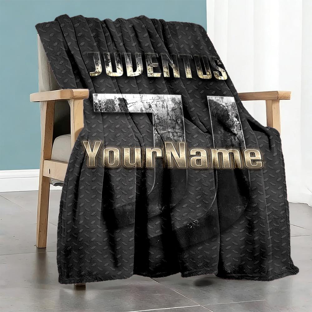 Juventus Customize Text Blanket Multi-purpose Personalized Blanket Warmthful Decor Great for Sofa Nap Office Chair Bed Four Seasons Multipurpose