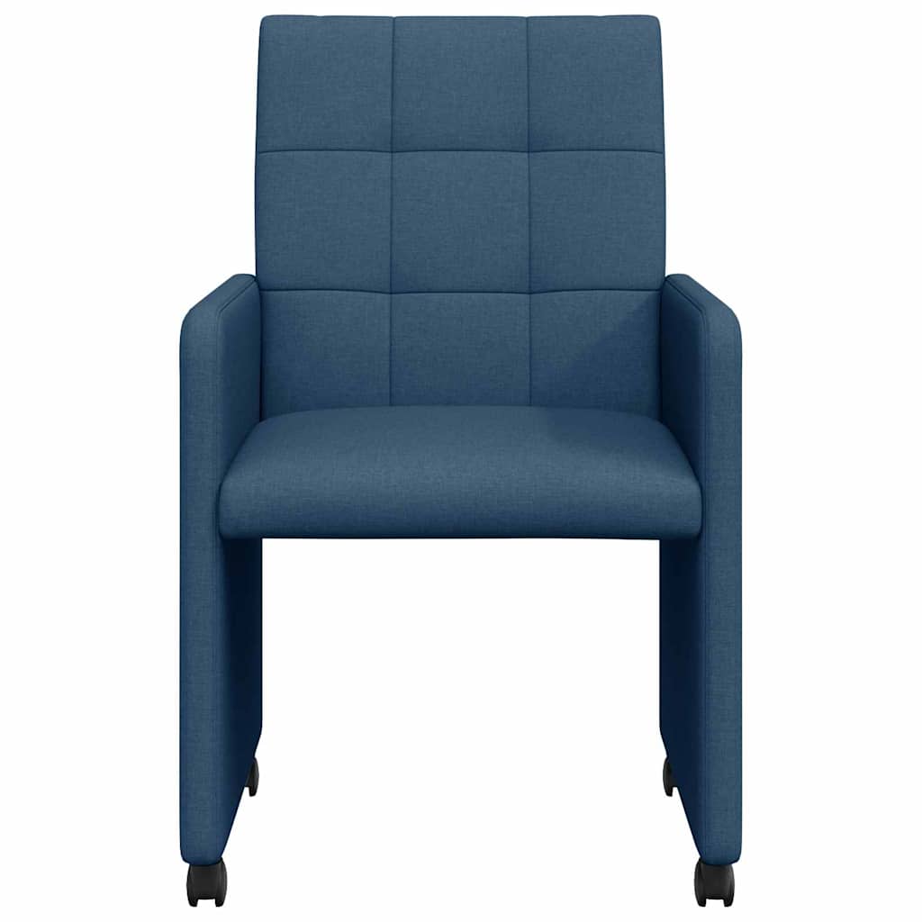 Dining Chairs with Casters 2 pcs Blue 58 x 65 x 94 cm Fabric