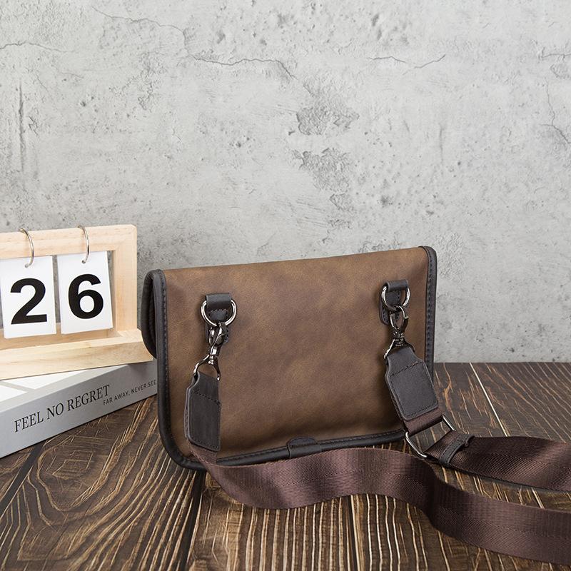 Bolso bandolera de un solo hombro para hombre, bolso urbano sencillo con cabeza de tigre, bolso de Color Retro para hombre, bolso pequeño de cuero