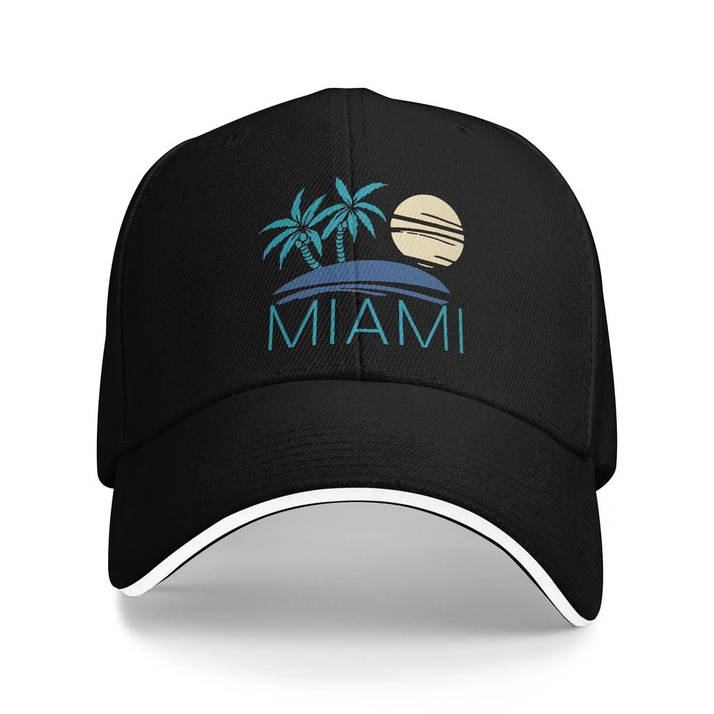 Miami Retro Beach Sandwich Hats Unisex Women RetroBaseball Cap Hat Breathable Snapback Caps Cap High Quality Cap