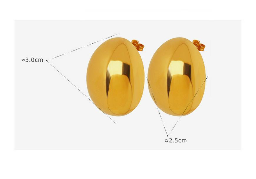 Niche Punk Geometric Gold-Plated Titanium Oval Stud Earrings - Trendy Hip Hop Style Accessories