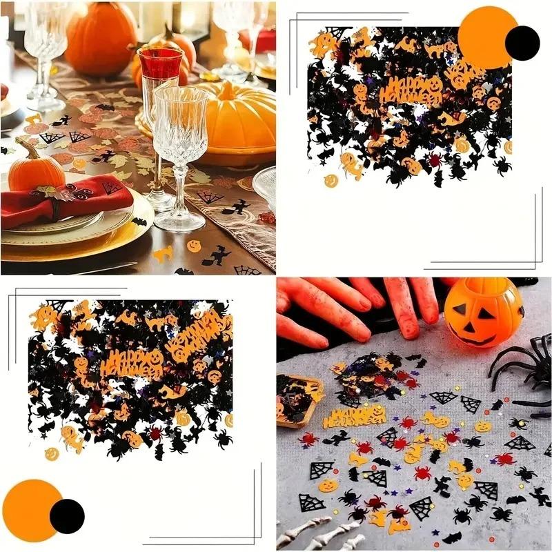 Mixed Witch Ghost Bat Pumpkin Confetti Paillettes,DIY Scrapbook Craft Accessories for Halloween Party Table Home Holiday Ornament Decoration Supplies