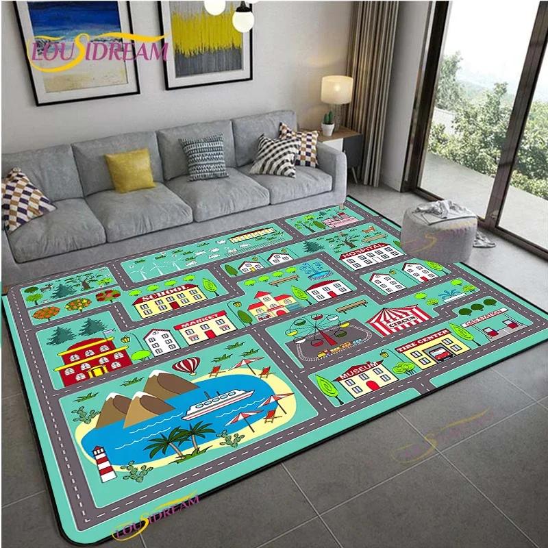 Teppich Straßenverkehr Routenkarte Teppich Wohnzimmer Sofa Couchtisch Schlafzimmer Teppiche Küche Kinderspiel Anti-Rutsch Bodenmatte Heimdeko