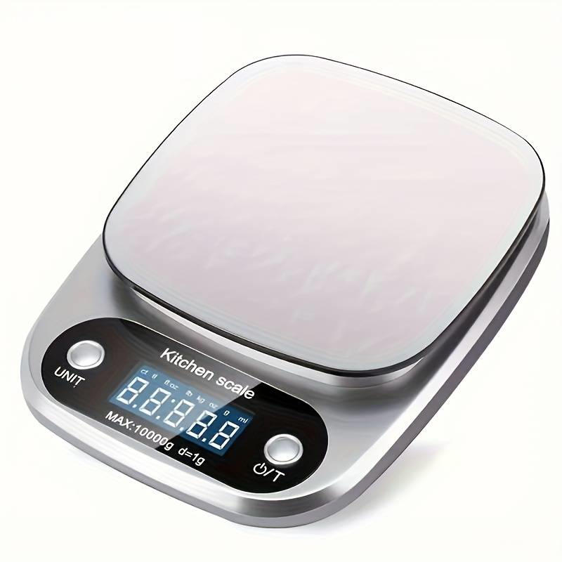 10kg Kitchen Scale Digital Kitchen Scale with Tare Function Electronic Jewelry Food Baking Scale LCD Display Stainless Steel 10Kg