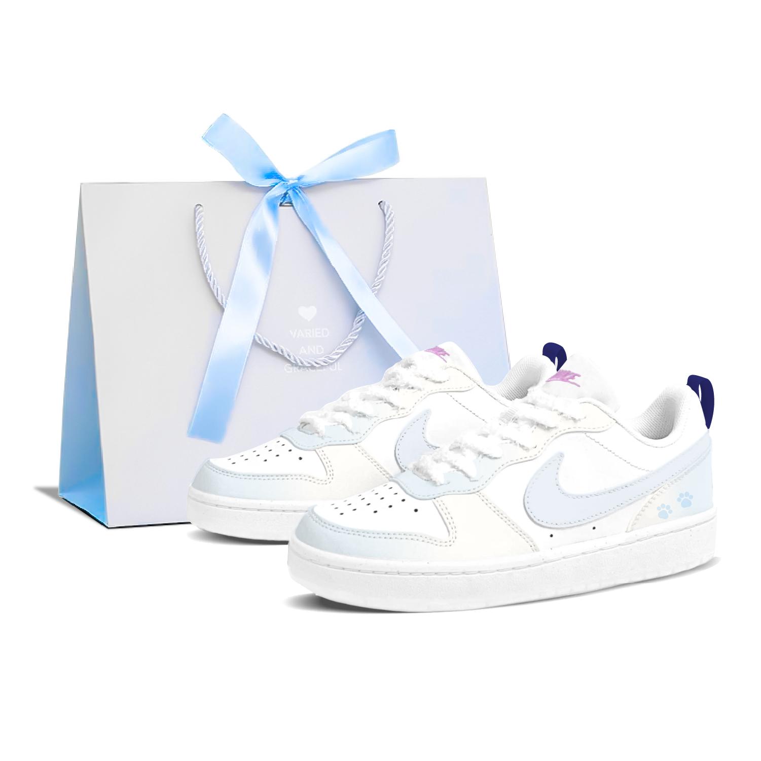 

Nike Court Borough Sea Salt Coconut Low top Skateboard Shoes Women s Blue White FV8120-141(Team1121-) 35.5