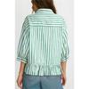 Casual Button Seven Quarter Sleeve Commuting Striped Shirt