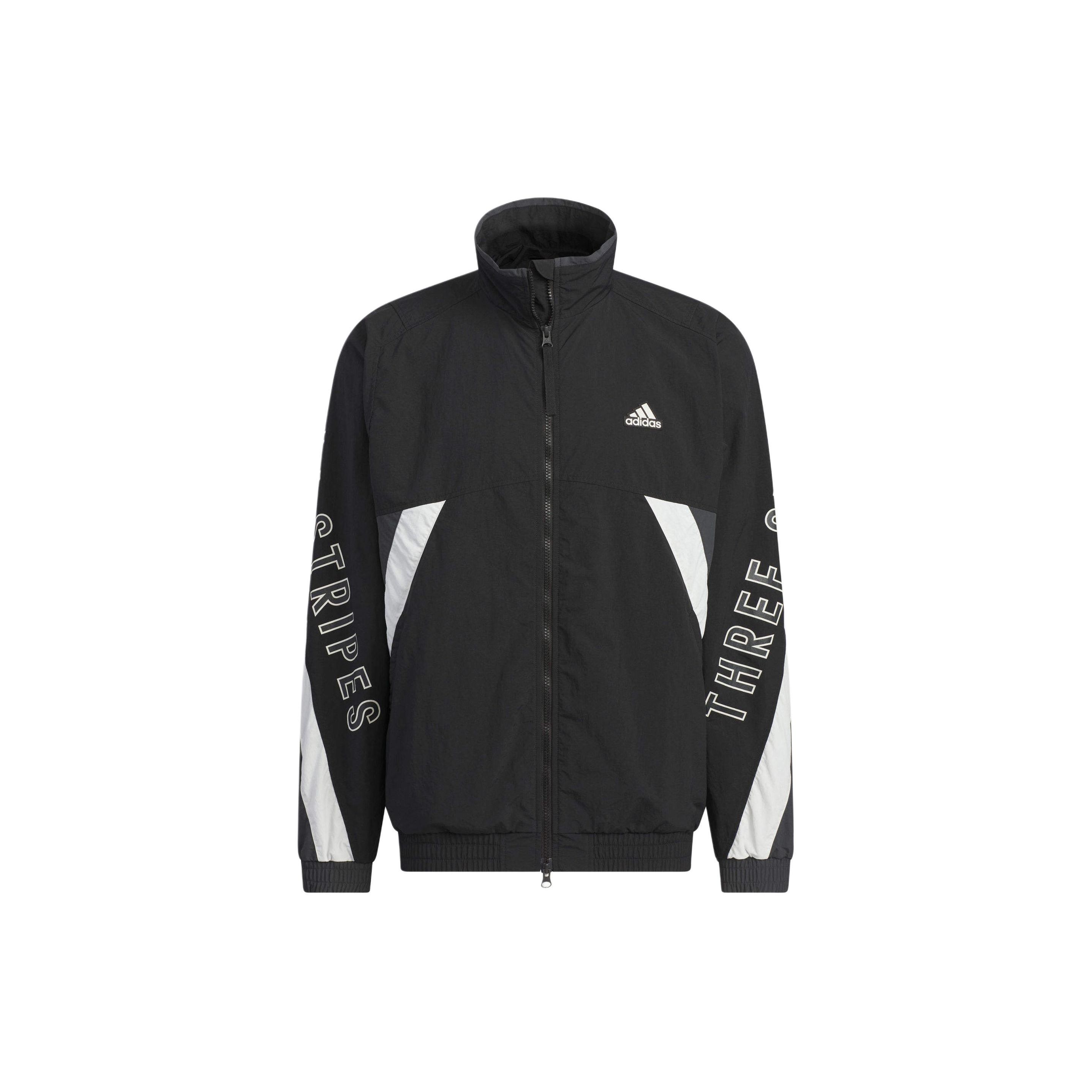 adidas Performance Men s Stand Collar Full-Zip Windbreaker Jacket Black IS5146 S