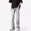 Smoke gray jeans men's and women's spring American cleanfit straight loose trousers retro high street ruffian handsome pants