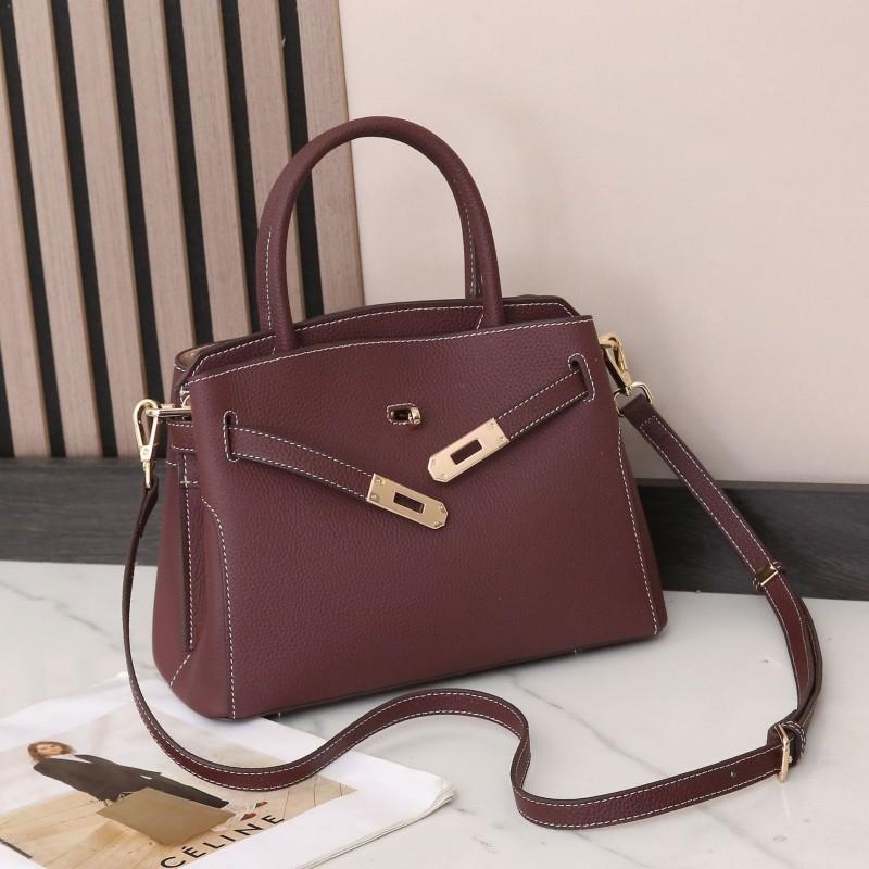 Light Luxury Top-layer Cowhide Kelli Bag Handbag Wedding High-end Trend Large Capacity Fashionable One-shoulder Cross-body