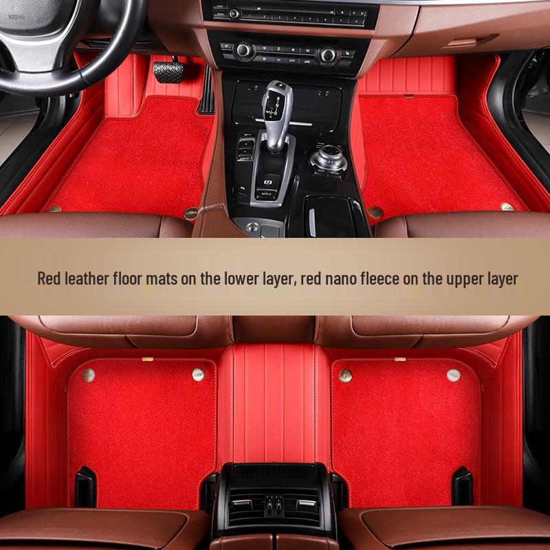 Genuine Leather Full Surround Car Floor Mats for 22 Volkswagen Models: Magotan, Tiguan L, Teramont X, and Passat