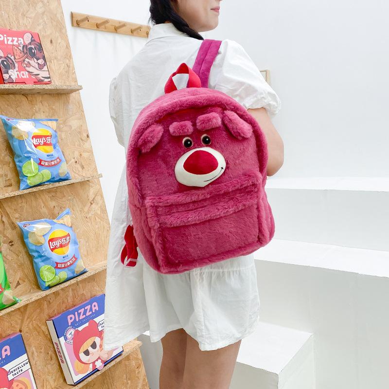 Stylish Versatile Lotso Backpack For Girls Sweet Design With Plush Material