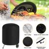 Round Grill Cover 210D Oxford Cloth Dust Proof Vertical Round Smoker Cover Waterproof Multi-purpose Furniture Protective Cover