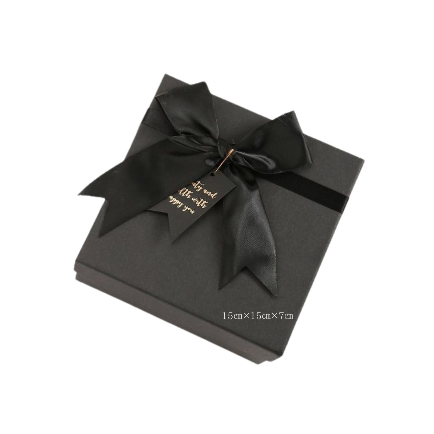 

Gift Box, 15x15x7cm, Black, with Ribbon, Perfect for Gift Wrapping, NYANDELMO ND-0175-R06-BX-15