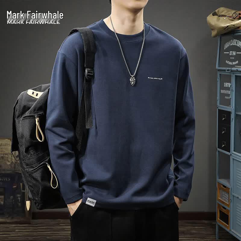 MARK FAIRWHALE Men's Casual Long Sleeve Round Neck Sweatshirt