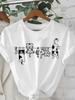 Anima 90s Manga Climb Cute Cat Design Print T-shirt Short Sleeve Crew Neck Women's Clothing Top Tee