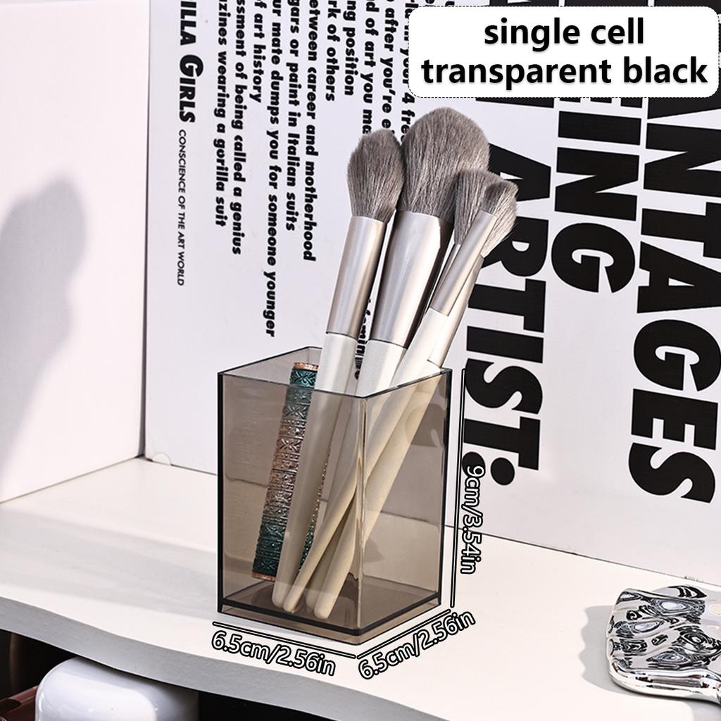 1pc Desktop Acrylic Transparent Makeup Brush Storage Box Organizer Portable Lipstick Makeup Brush Makeup Pen Holder Storage Box