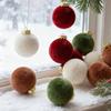 6Pcs Christmas Ball Ornaments Flocking Rustic Distressed Hanging Balls with Loop Farmhouse Xmas Decoration