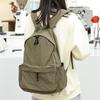 IELGY Japanese casual literary canvas schoolbag, simple washing water and old backpack, khaki fashion nylon backpack.