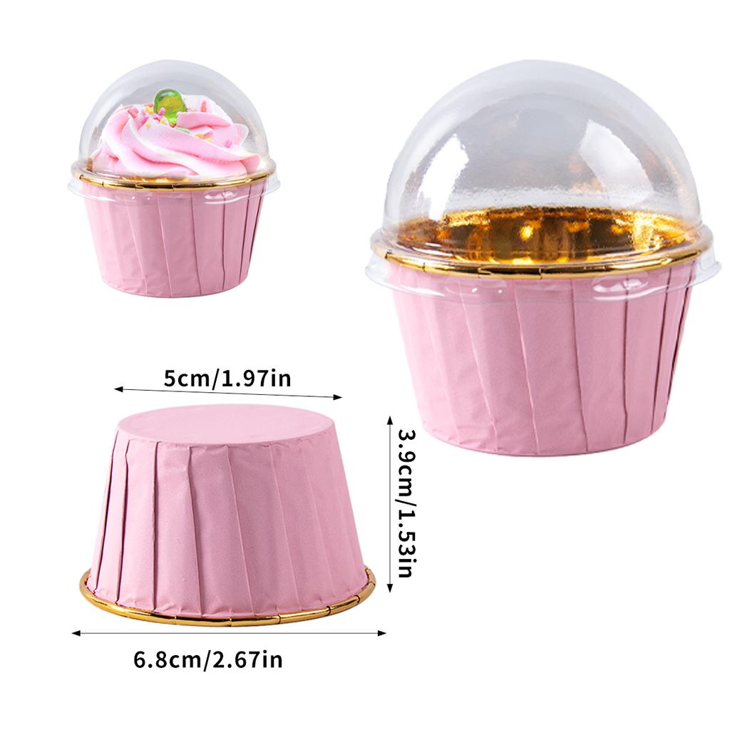 25/50pcs Foil Cupcake Liners Heat Resistant Aluminum Cake Cups Round Baking Cups with Lids Kitchen Wedding birthday Party Supply