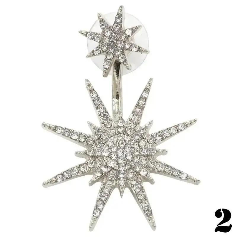 1 Pairs Fashionable New Earrings With Diamond Inlay And Rear Hanging Snowflake Earring Accessories Six Pointed Star Accessories